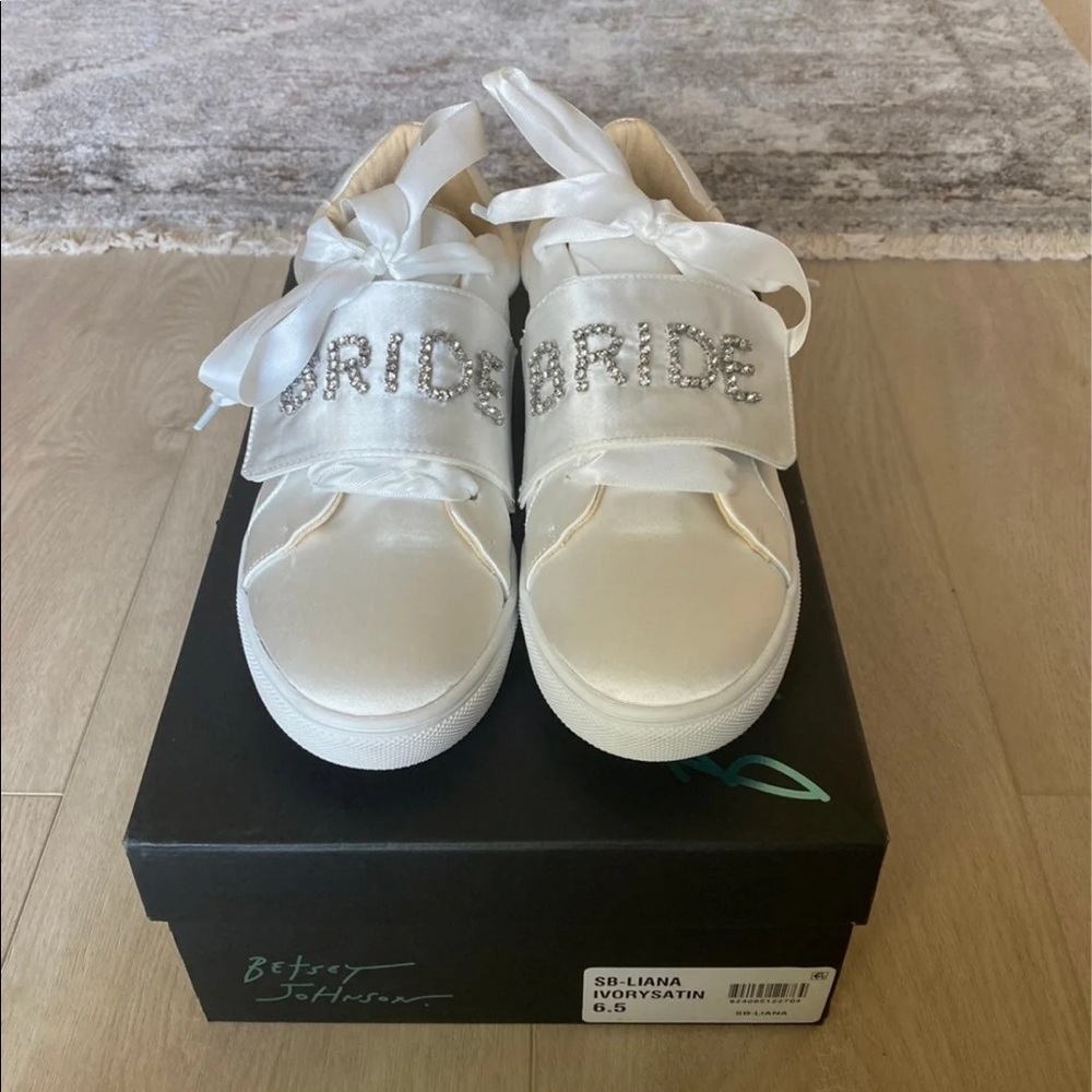 Betsey Johnson Liana Ivory Satin Bride Sneakers